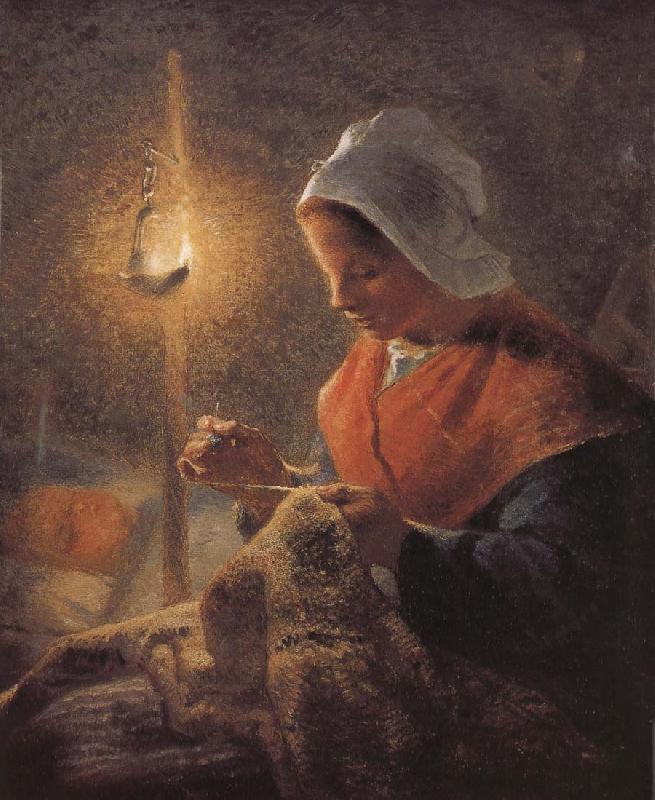 Jean Francois Millet Sewing under the light oil painting image